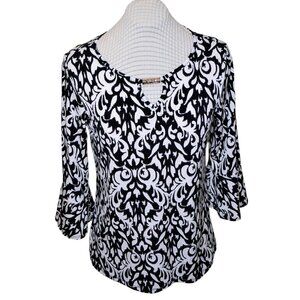 Emma & Olive Petite Tunic with Bell Sleeves